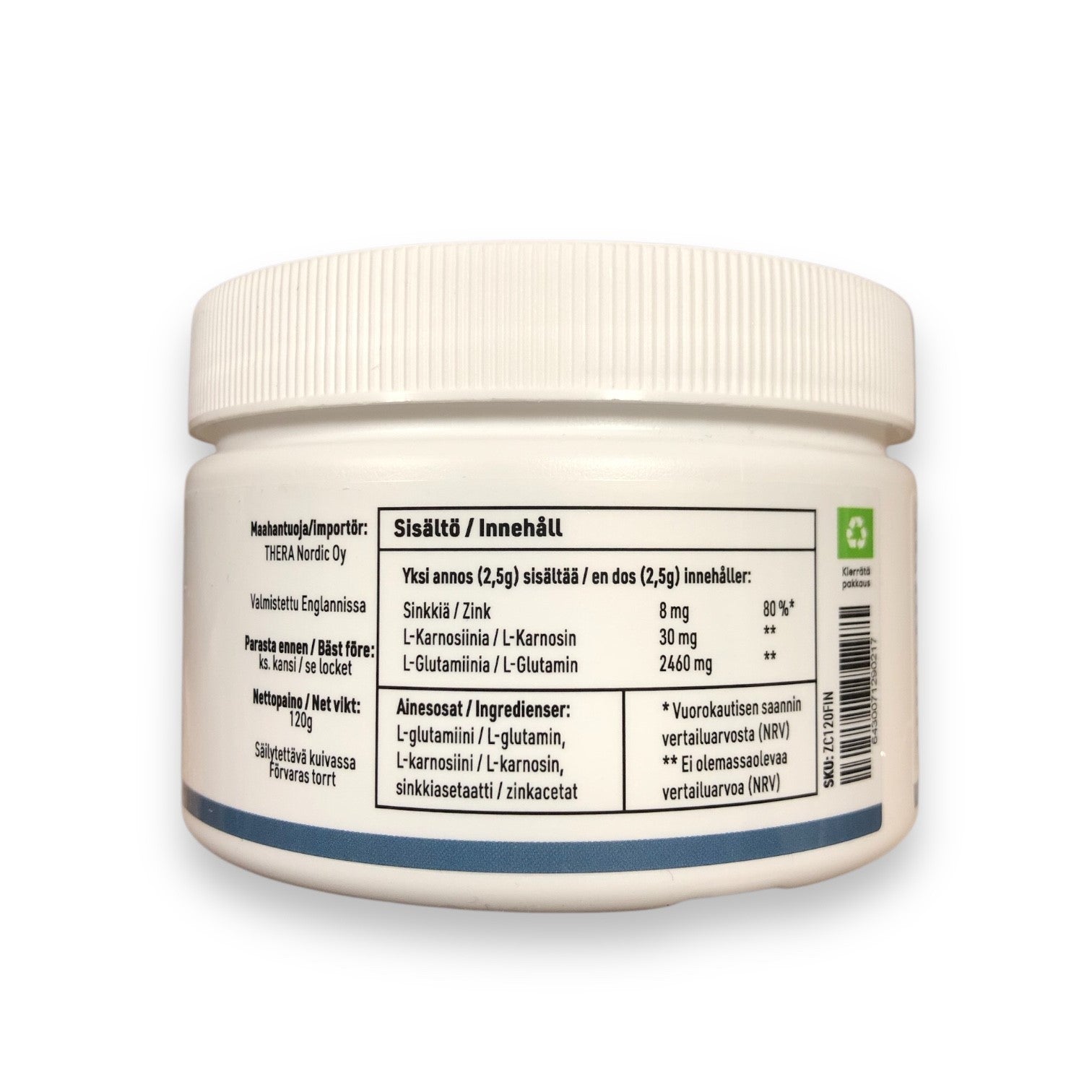 REZCUE Sinkki, karnosiini ja Glutamiini 120g