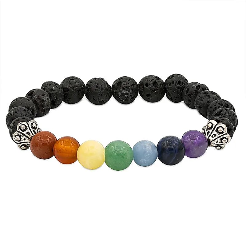 Rannekoru 8mm Chakra & Laavakivi