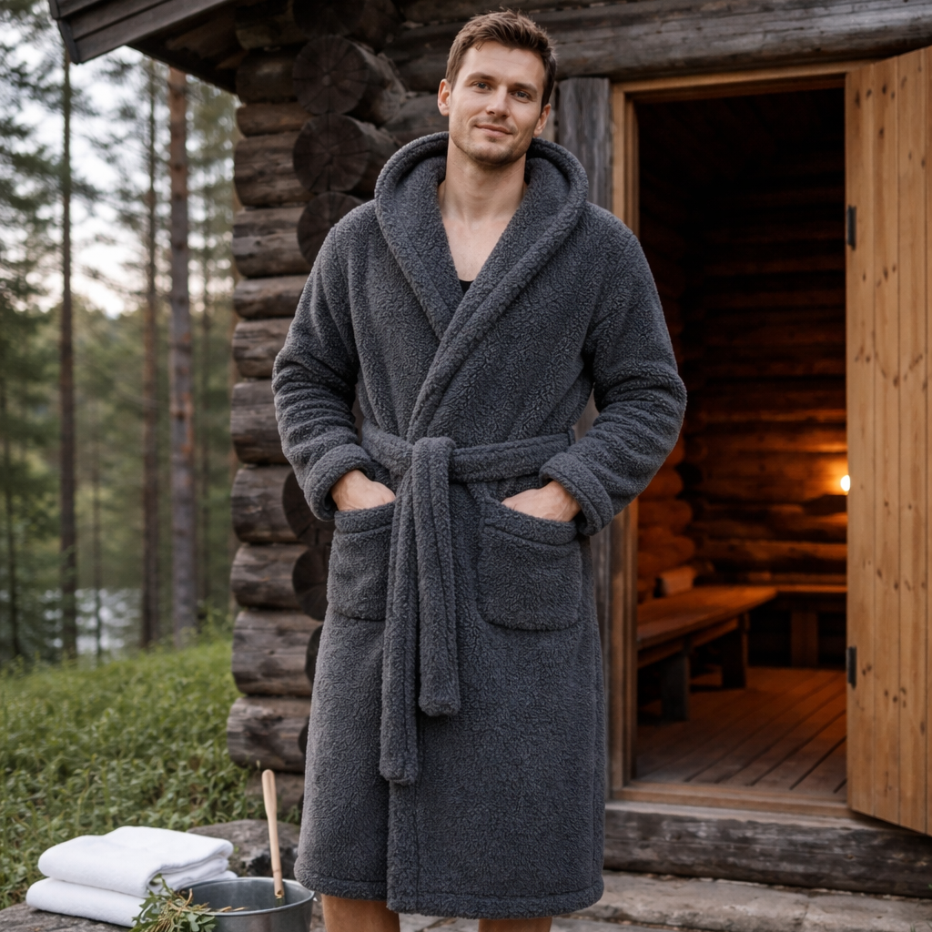 Morgonrock Basic, mörkgrå