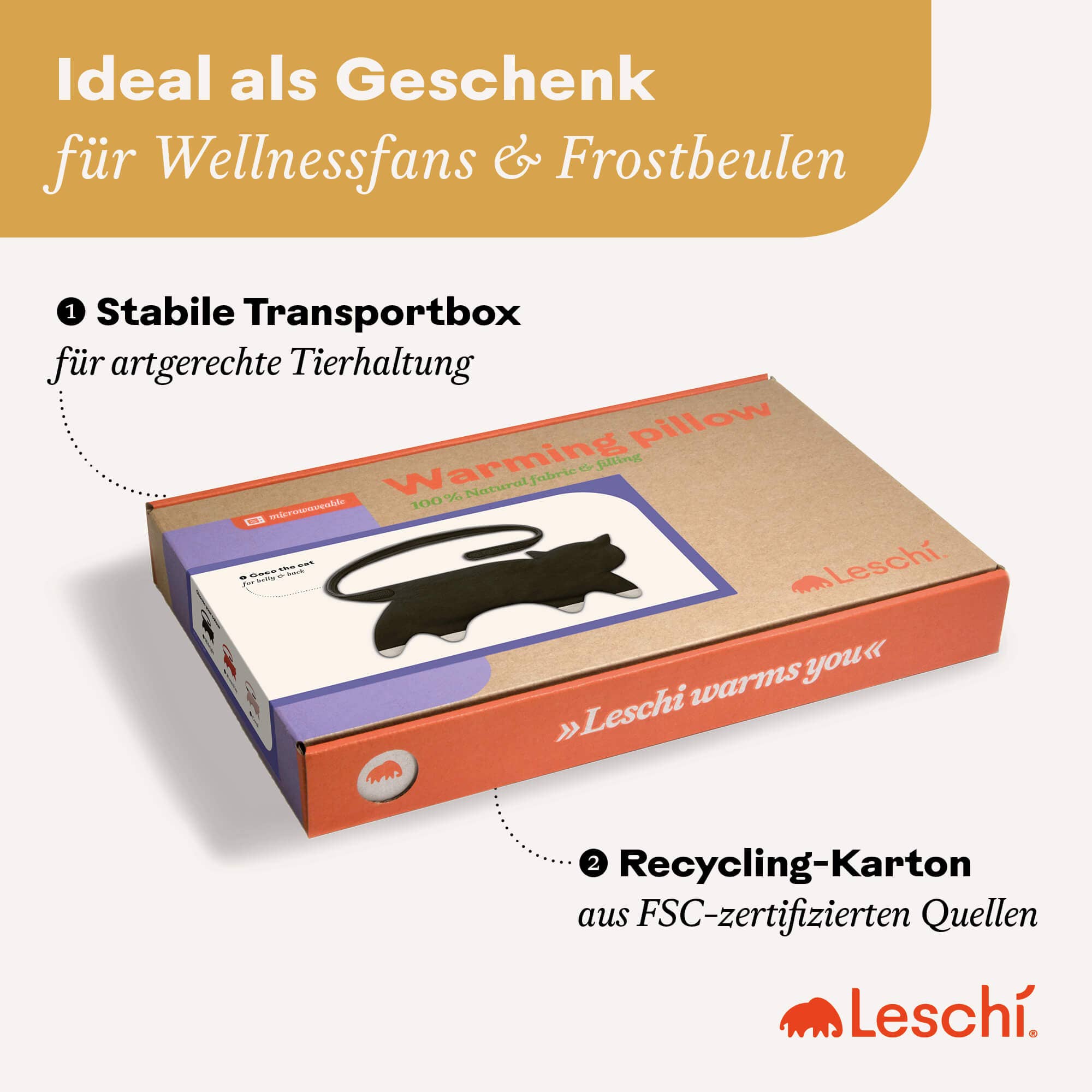 Leschi Wrap Cat vehnätyyny – Kissanmuotoinen lämpövyö