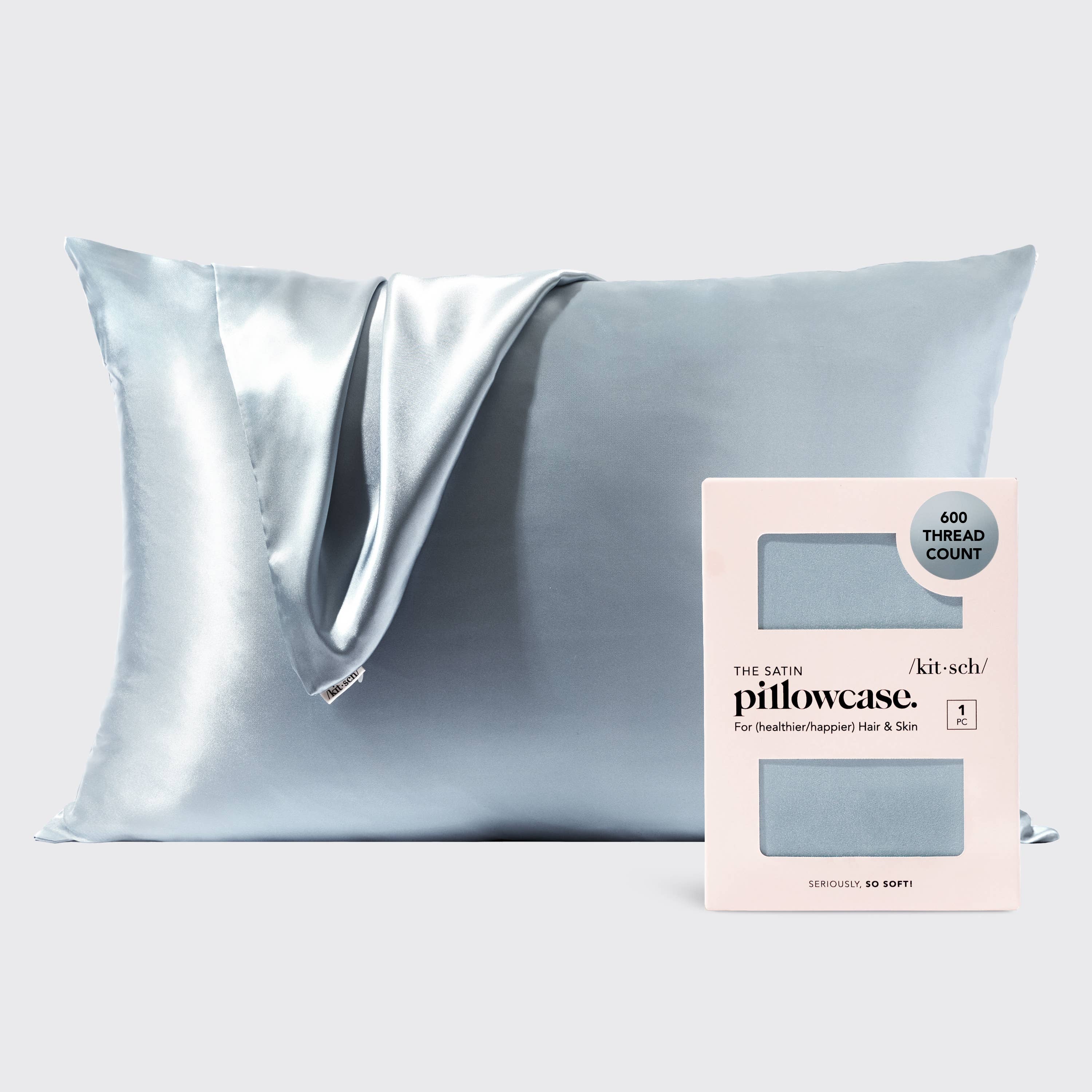 Kitsch The Satin Pillowcase - Haze Blue - satiinityynyliina