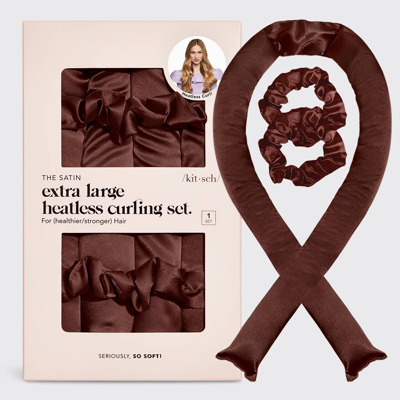 Kitsch The Satin XL Heatless Curling Set - Chocolate