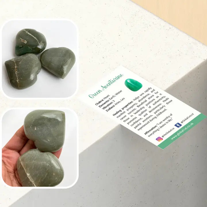 Kristalli sydän Vihreä Aventuriini 5-7cm