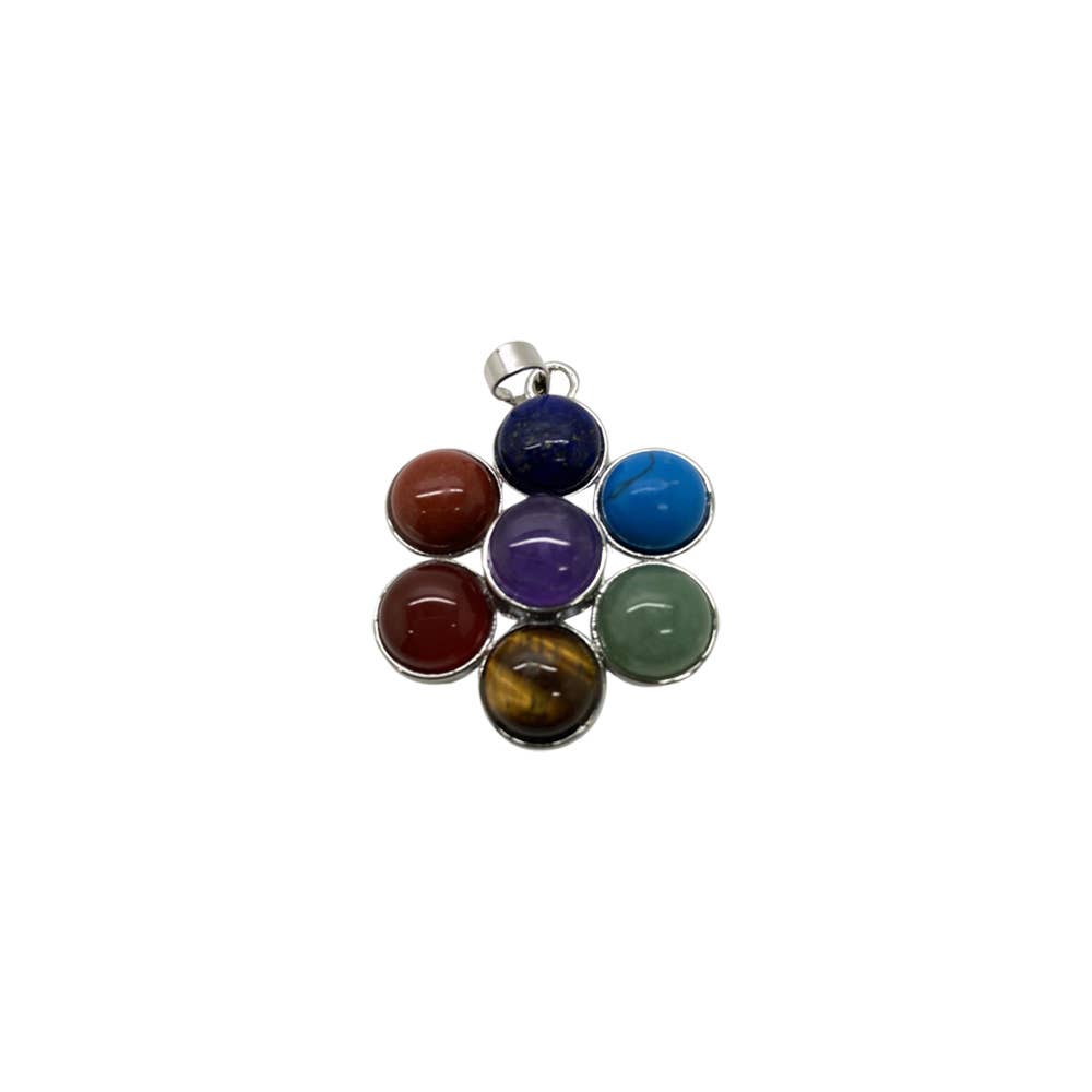 Flower Brass Gemstone Pendant