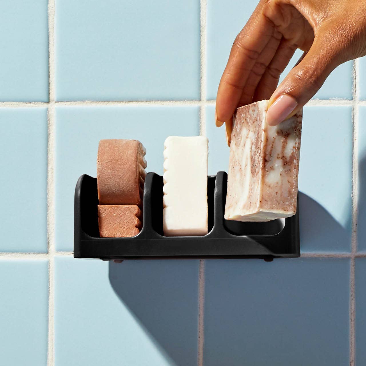 Self-Draining Soap Dish - Black, saippua-alunen