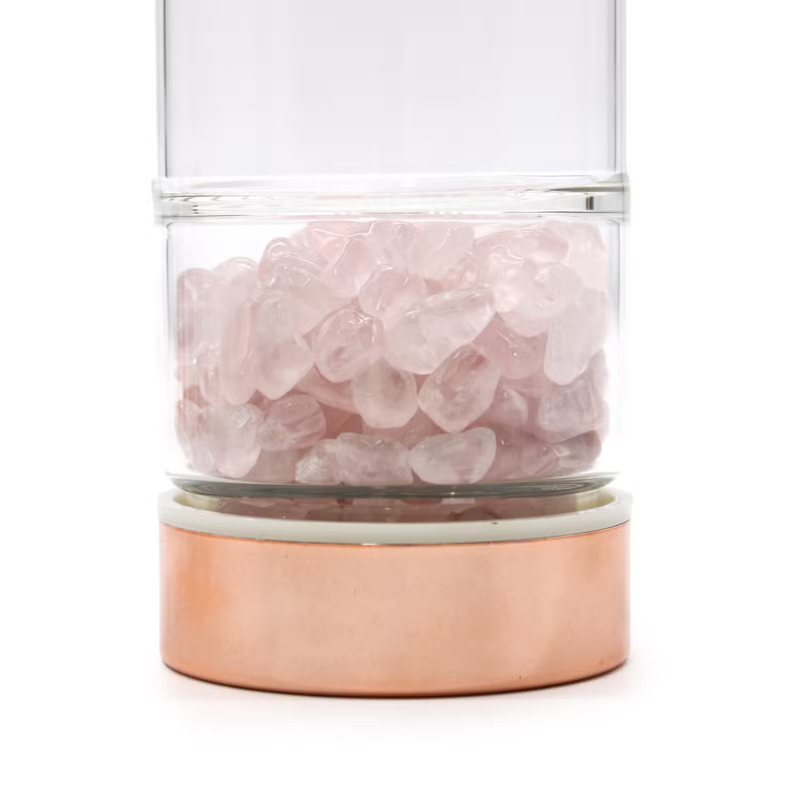 Glasflaska med tesil 500 ml – rosenkvarts