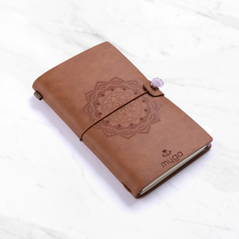 Muistikirja Magic Mandala, Brown with Amethyst