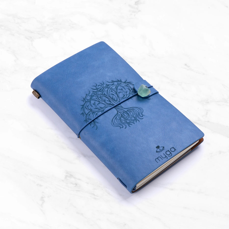 Muistikirja Tree of Life Blue with Fluorite