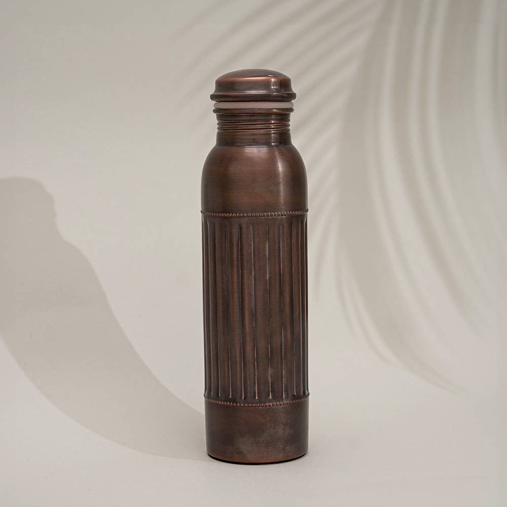 Pure copper water bottle dot lining antique ± 950 ml (heavy