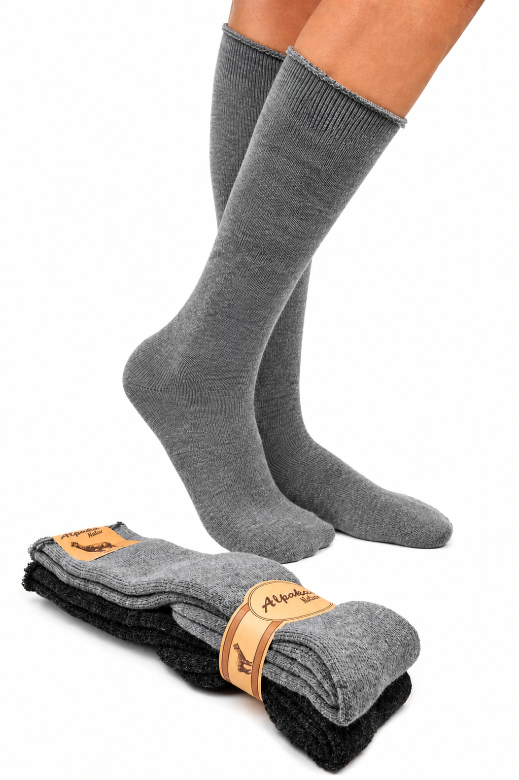 2 Pairs - TERRY Long Alpaca Terrycloth Socks Laser Cut