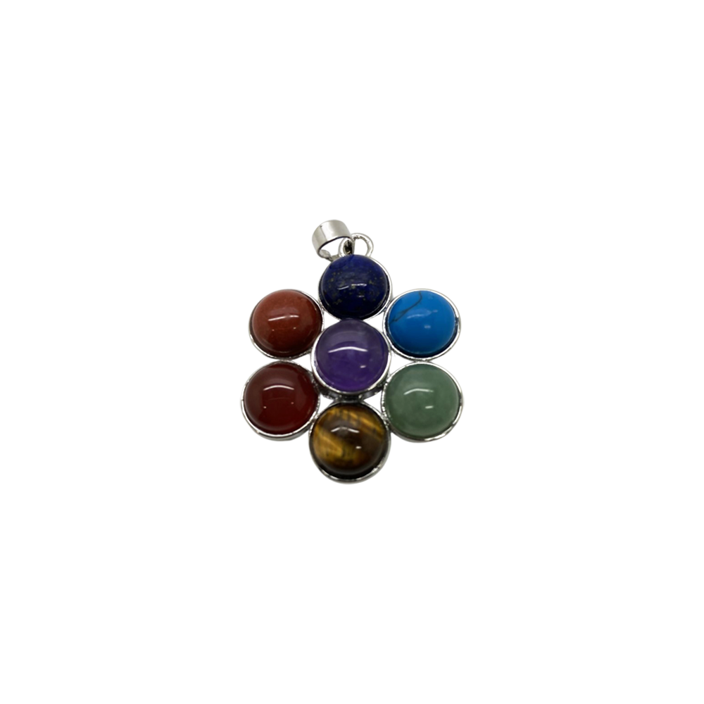 Flower Brass Gemstone Pendant