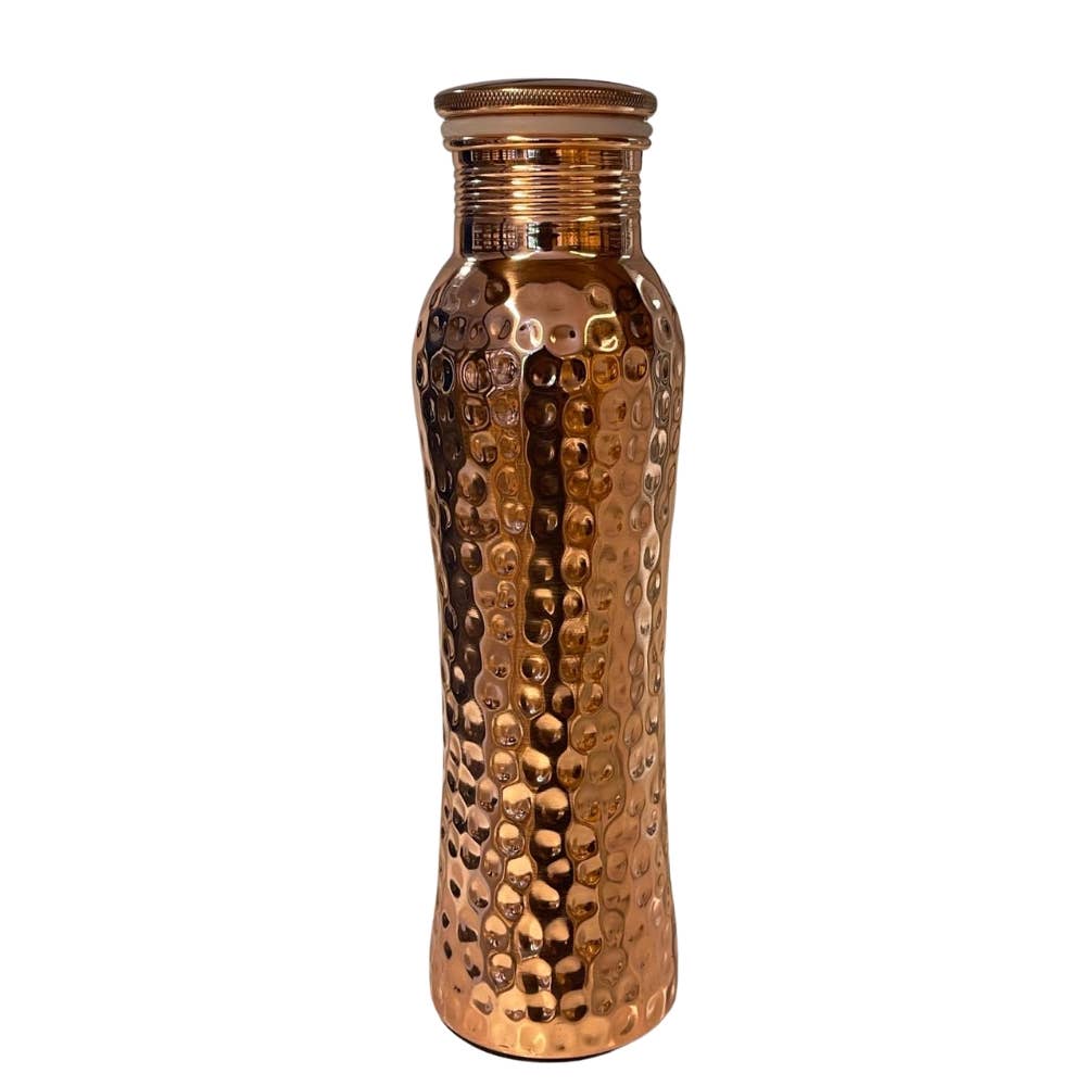Ren kopparvattenflaska kurvad hamrad ± 950 ml