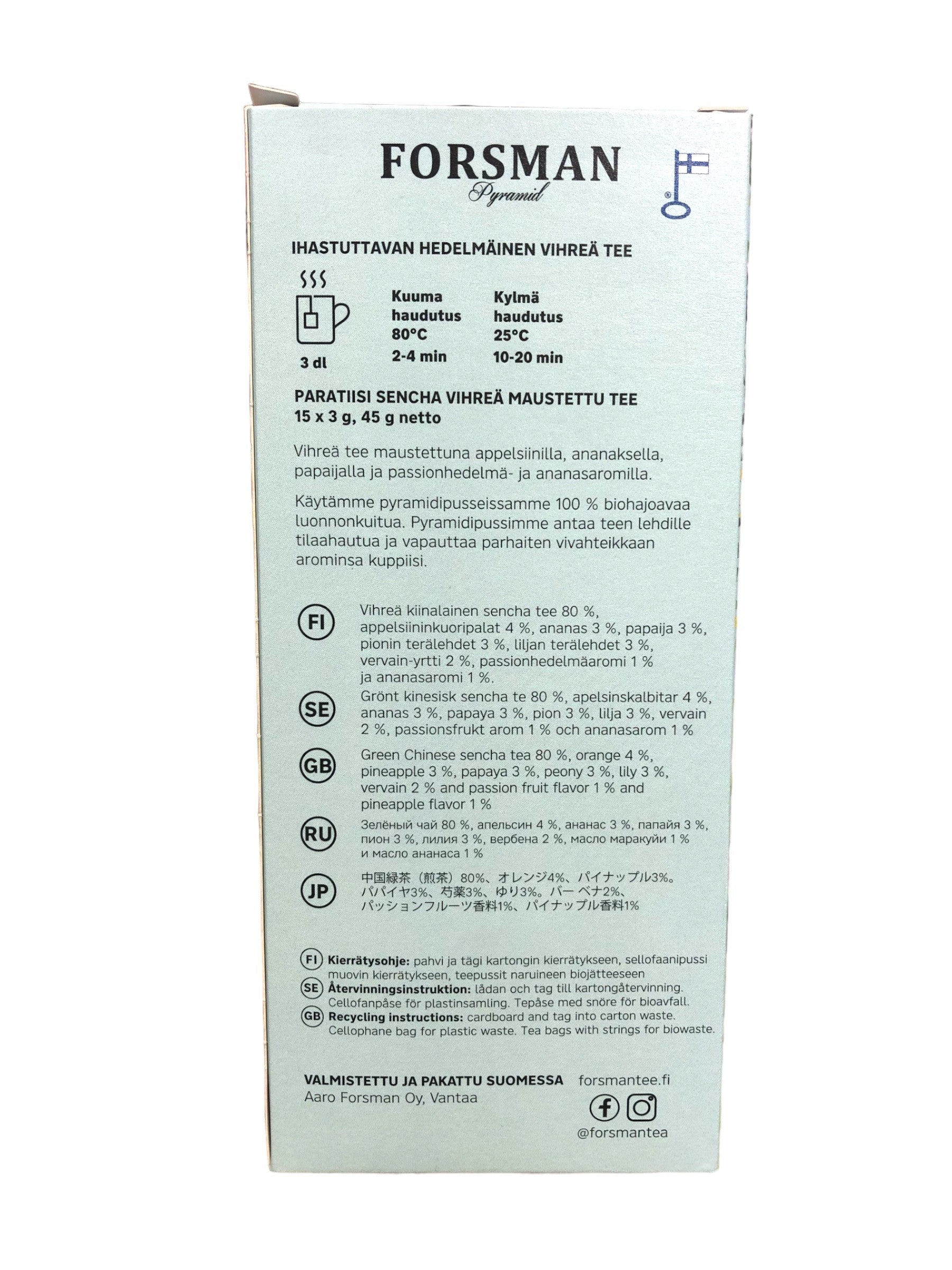Pyramidi-tee Paratiisi Sencha 15pss