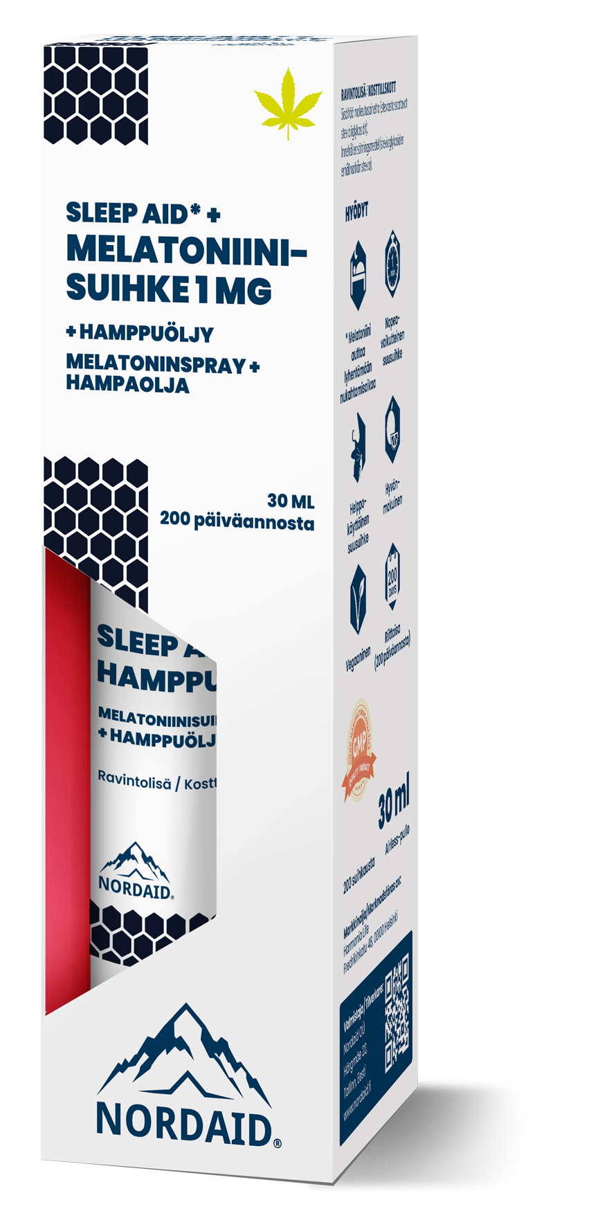 Nordaid Melatoniini + Hamppuöljy 30ml