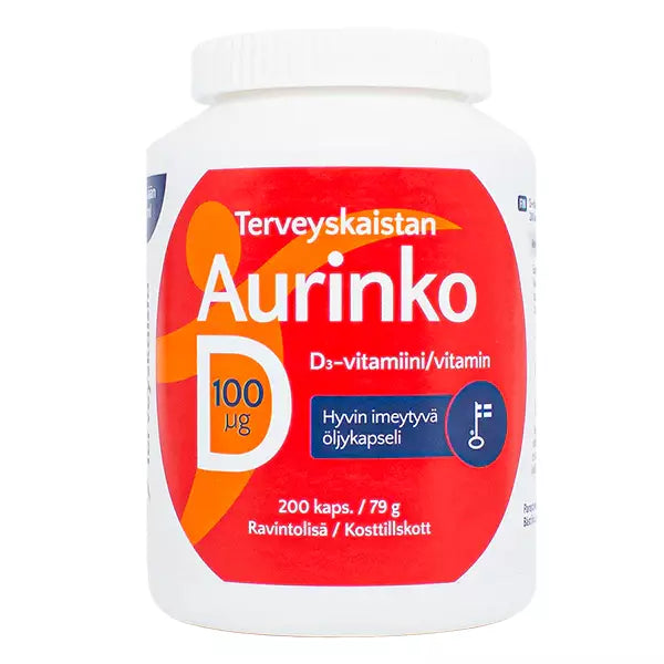 Terveyskaistan Aurinko D 100 µg 200kps.