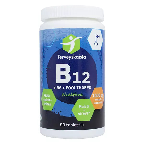 Terveyskaistan B12+B6+foolihappo 90tbl, nieltävä